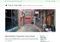 This & That's website homepage. The cafe is easy to miss, so the photo shows the alley visitors need to find as its header image. There are two main links, "Home" and "Menu", and we can see TripAdvisor reviews and the start of a description of the business